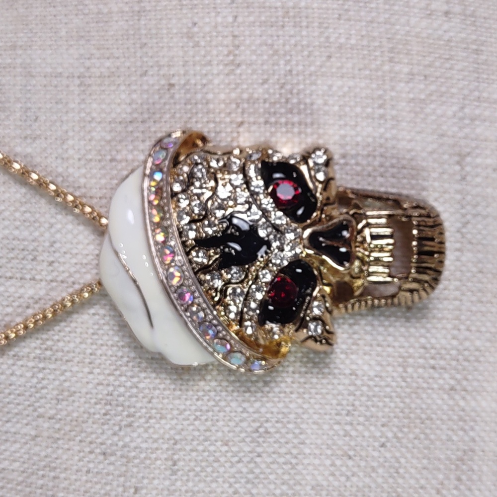 Crystal Studded "First Mate" Pirate Skull Pendant Necklace